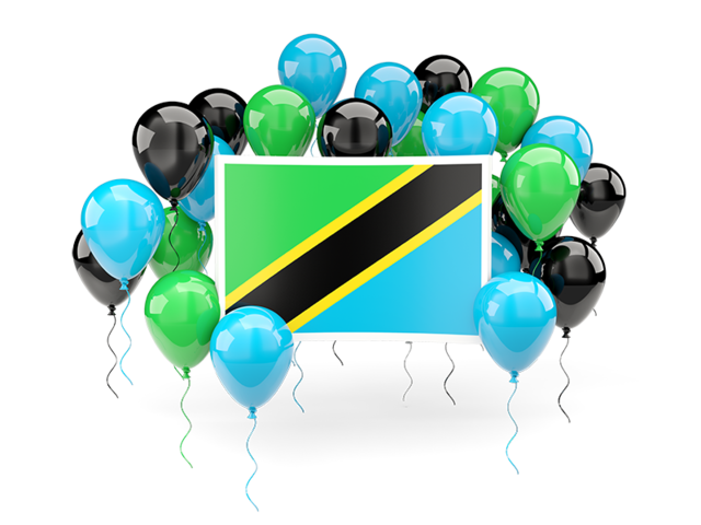 Square flag with balloons. Download flag icon of Tanzania at PNG format