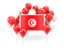 Tunisia. Square flag with balloons. Download icon.