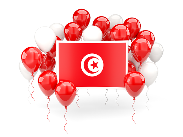 Square flag with balloons. Download flag icon of Tunisia at PNG format