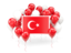 Turkey. Square flag with balloons. Download icon.