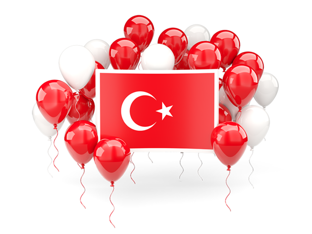 Square flag with balloons. Download flag icon of Turkey at PNG format