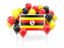 Uganda. Square flag with balloons. Download icon.