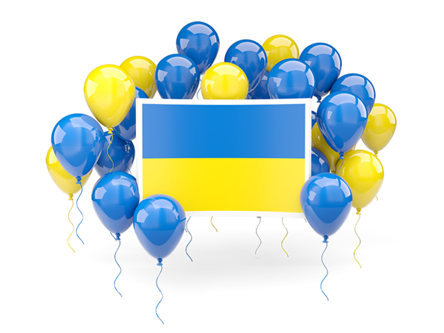 Square flag with balloons. Download flag icon of Ukraine at PNG format