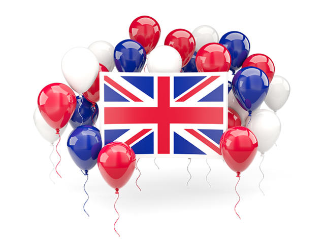 Square flag with balloons. Download flag icon of United Kingdom at PNG format