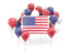 United States of America. Square flag with balloons. Download icon.