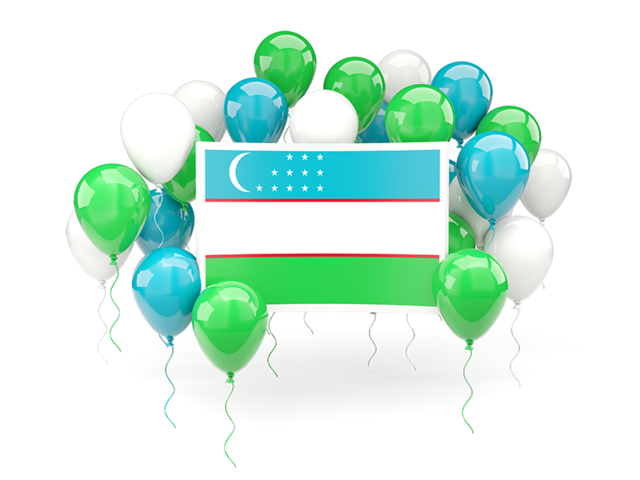 Square flag with balloons. Download flag icon of Uzbekistan at PNG format