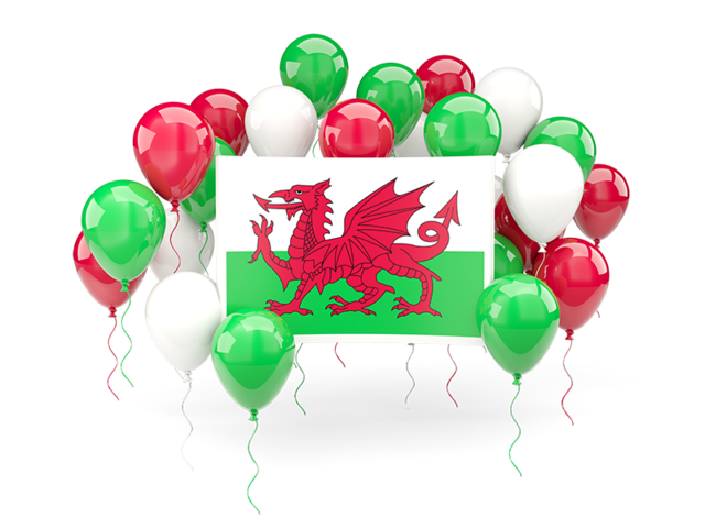 Square flag with balloons. Download flag icon of Wales at PNG format