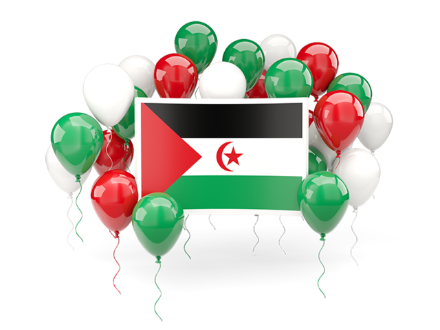 Square flag with balloons. Download flag icon of Western Sahara at PNG format