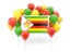 Zimbabwe. Square flag with balloons. Download icon.