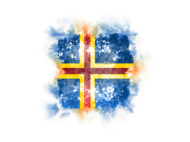 Square grunge flag. Download flag icon of Aland Islands at PNG format