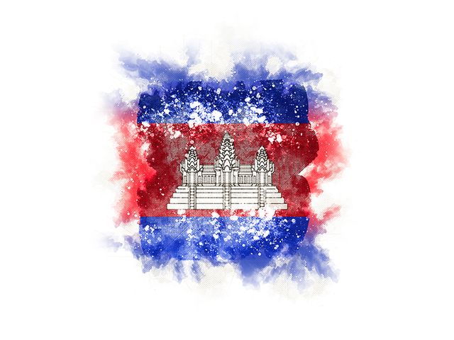 Square grunge flag. Download flag icon of Cambodia at PNG format