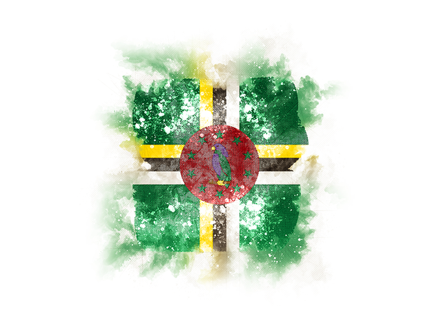 Square grunge flag. Download flag icon of Dominica at PNG format