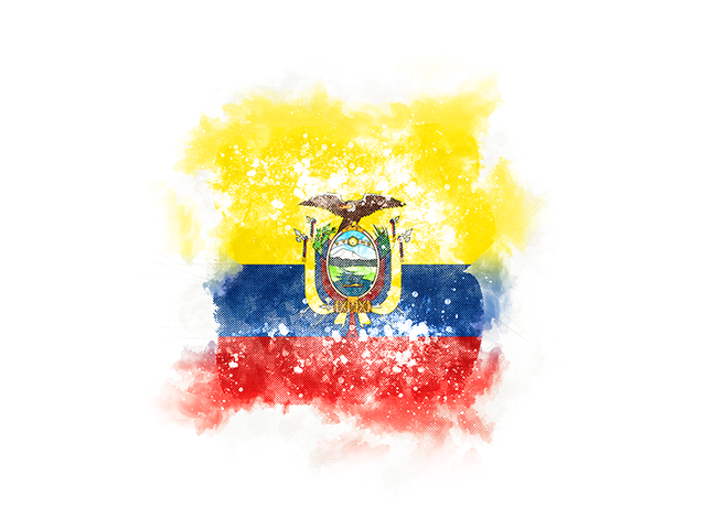 Квадратный флаг в стиле гранж. Скачать флаг. Эквадор