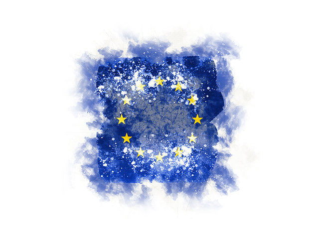 Квадратный флаг в стиле гранж. Скачать флаг. Европейский союз
