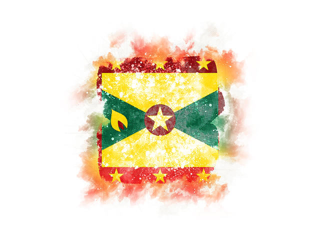 Square grunge flag. Download flag icon of Grenada at PNG format