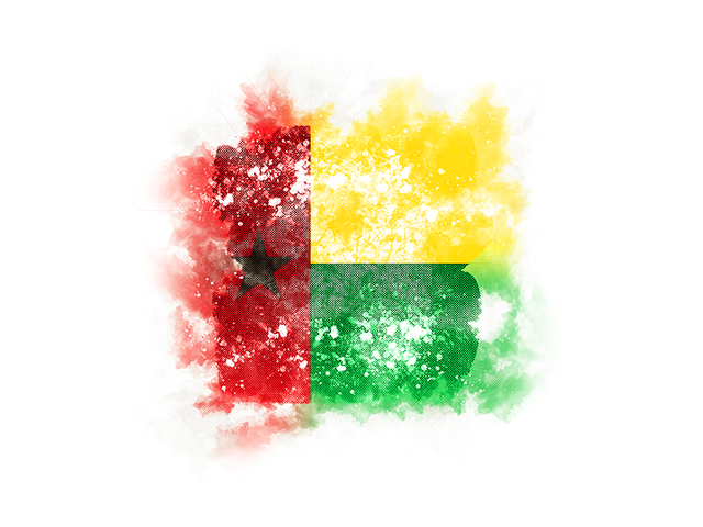 Квадратный флаг в стиле гранж. Скачать флаг. Гвинея-Бисау