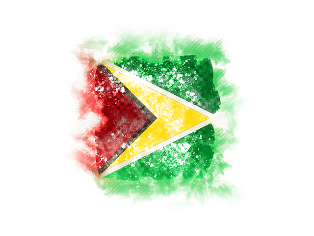 Квадратный флаг в стиле гранж. Скачать флаг. Гайана