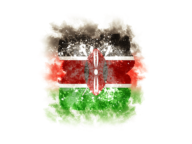 Квадратный флаг в стиле гранж. Скачать флаг. Кения