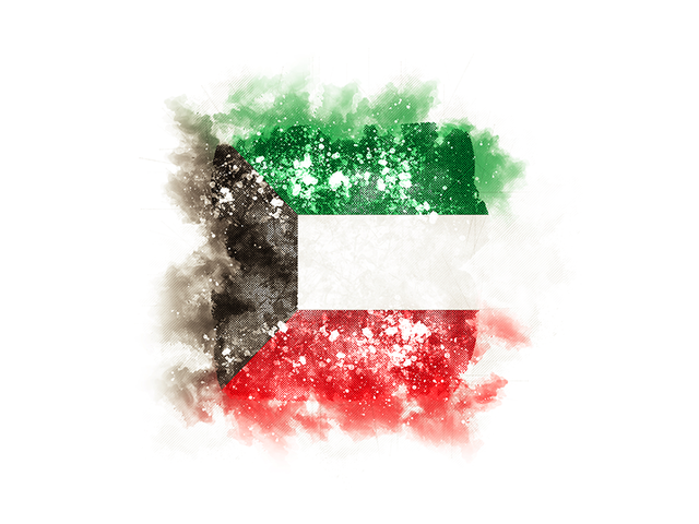 Квадратный флаг в стиле гранж. Скачать флаг. Кувейт