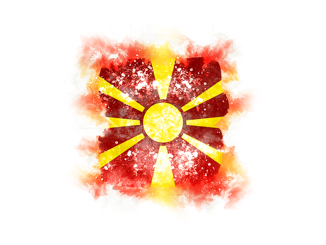 Квадратный флаг в стиле гранж. Скачать флаг. Македония
