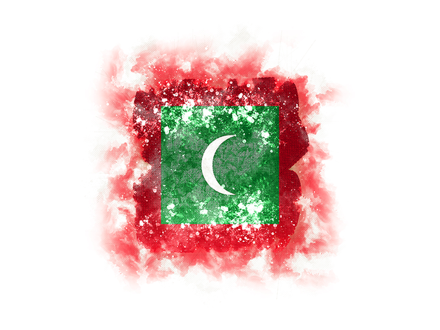 Квадратный флаг в стиле гранж. Скачать флаг. Мальдивы