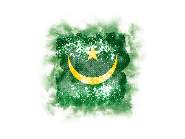 Square grunge flag. Download flag icon of Mauritania at PNG format