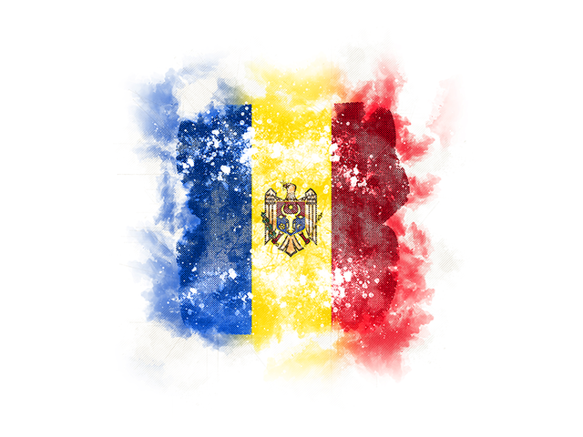 Квадратный флаг в стиле гранж. Скачать флаг. Молдавия