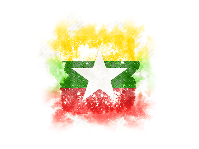 Square grunge flag. Download flag icon of Myanmar at PNG format