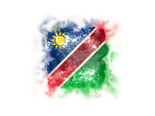 Квадратный флаг в стиле гранж. Скачать флаг. Намибия