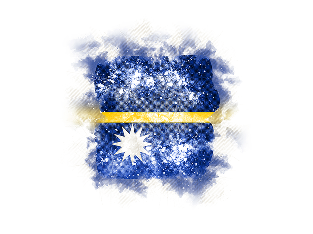 Квадратный флаг в стиле гранж. Скачать флаг. Науру