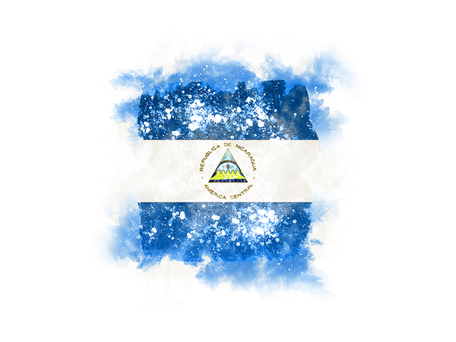 Square grunge flag. Illustration of flag of Nicaragua