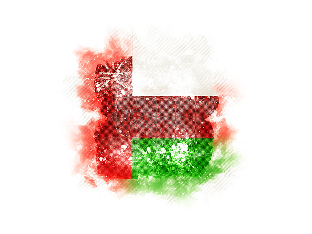 Квадратный флаг в стиле гранж. Скачать флаг. Оман