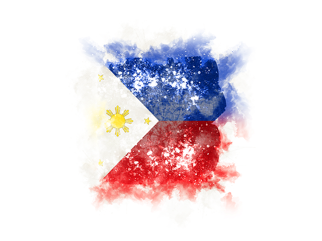 Квадратный флаг в стиле гранж. Скачать флаг. Филиппины