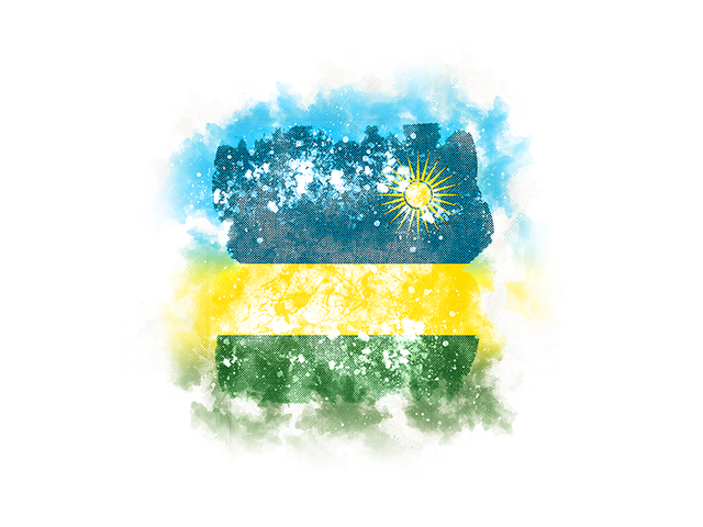 Квадратный флаг в стиле гранж. Скачать флаг. Руанда