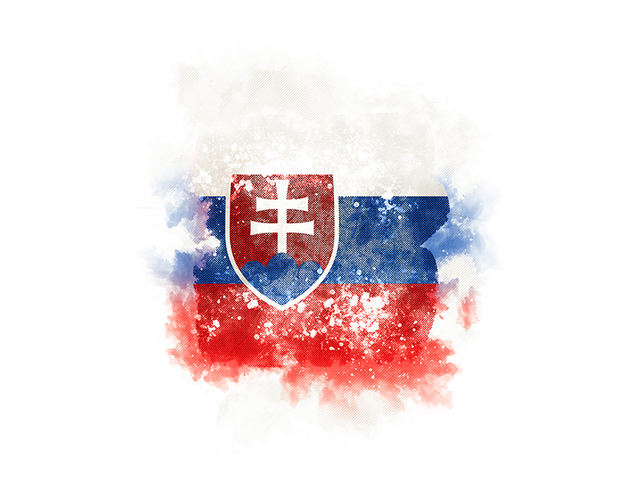 Квадратный флаг в стиле гранж. Скачать флаг. Словакия