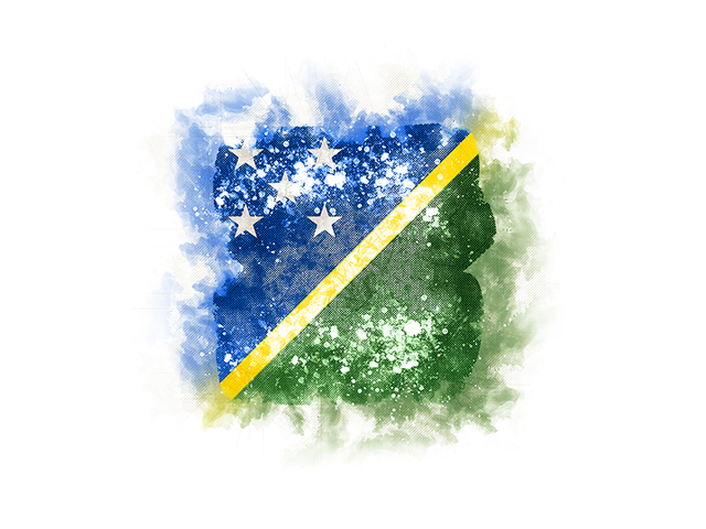 Квадратный флаг в стиле гранж. Скачать флаг. Соломоновы Острова