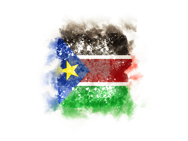 Квадратный флаг в стиле гранж. Скачать флаг. Южный Судан