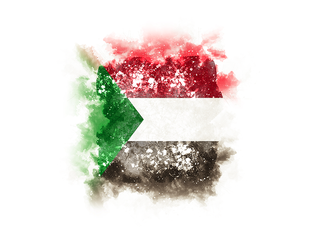 Квадратный флаг в стиле гранж. Скачать флаг. Судан