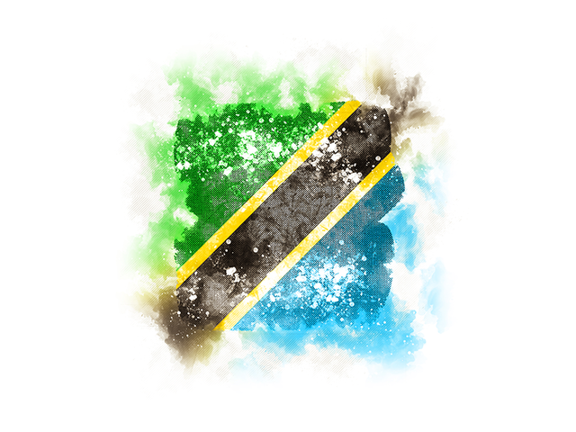Квадратный флаг в стиле гранж. Скачать флаг. Танзания