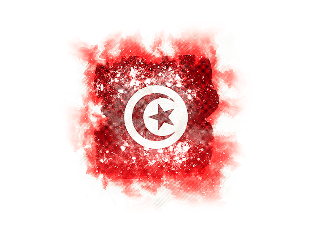 Квадратный флаг в стиле гранж. Скачать флаг. Тунис