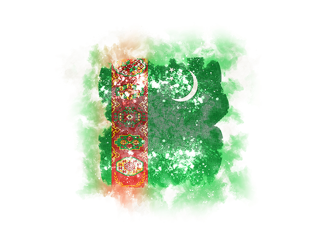 Square grunge flag. Download flag icon of Turkmenistan at PNG format