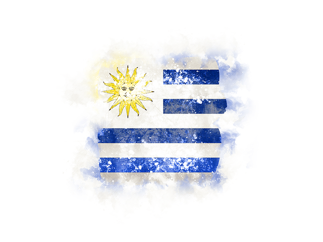 Квадратный флаг в стиле гранж. Скачать флаг. Уругвай