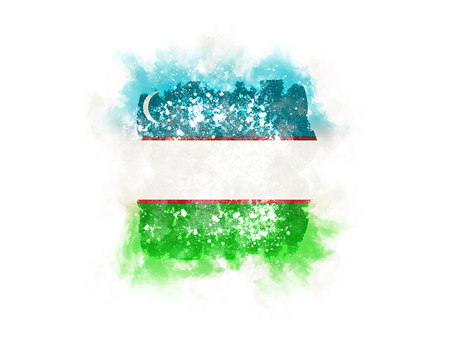 Квадратный флаг в стиле гранж. Скачать флаг. Узбекистан