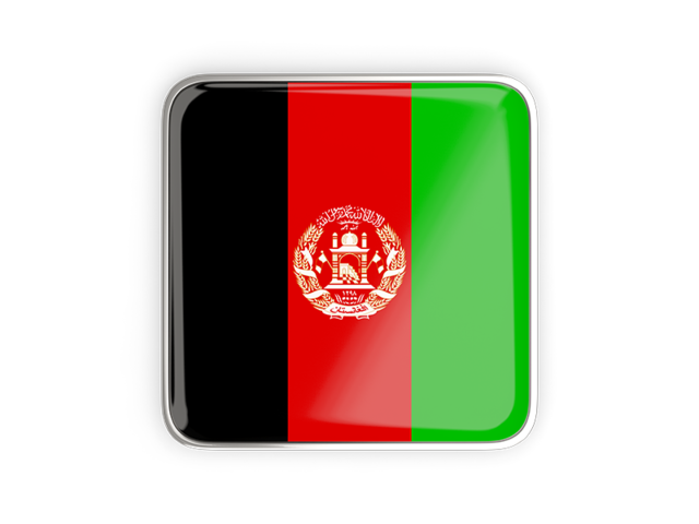 Square icon with metallic frame. Download flag icon of Afghanistan at PNG format