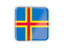 Aland Islands. Square icon with metallic frame. Download icon.