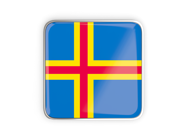 Square icon with metallic frame. Download flag icon of Aland Islands at PNG format