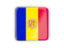 Andorra. Square icon with metallic frame. Download icon.