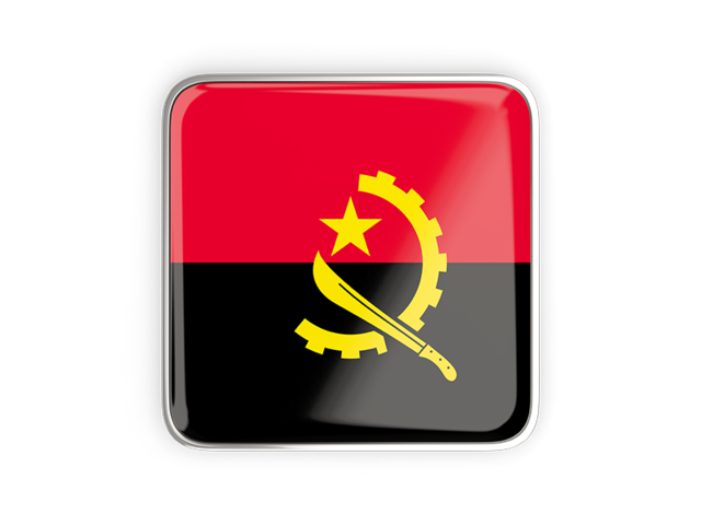 Square icon with metallic frame. Download flag icon of Angola at PNG format