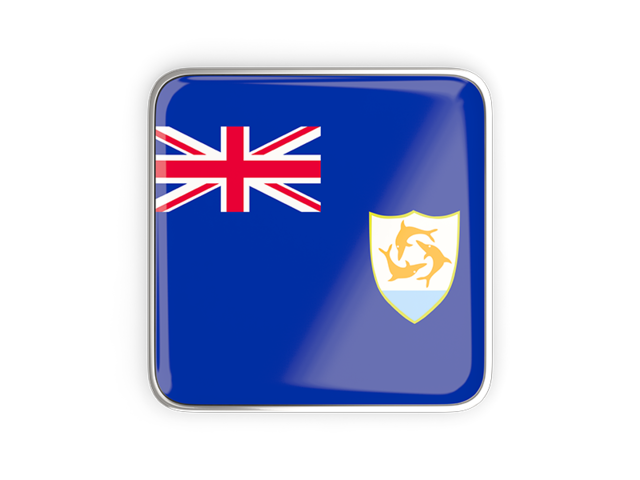 Square icon with metallic frame. Download flag icon of Anguilla at PNG format