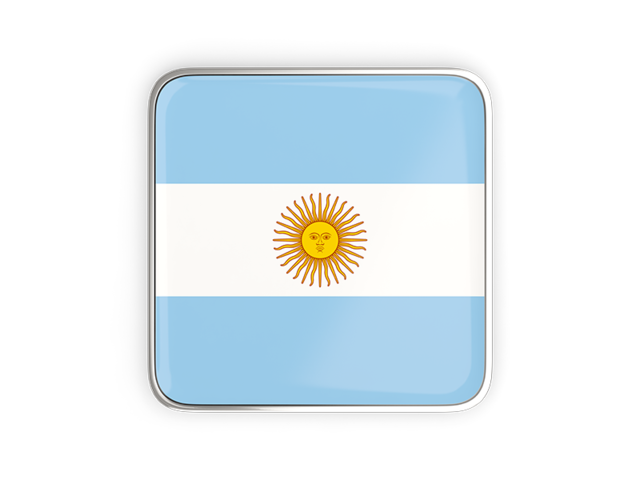Square icon with metallic frame. Download flag icon of Argentina at PNG format